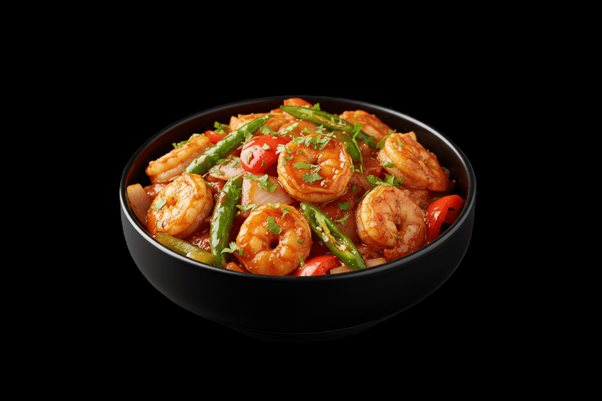 King Prawn Hari Mirchi Pyaaz